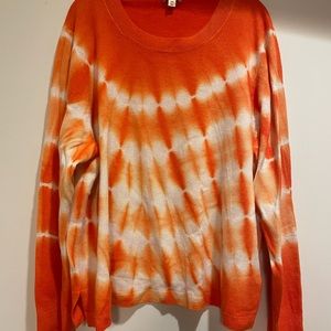 100% Cashmere Orange Tie Dye J Crew Sweater in 3XL